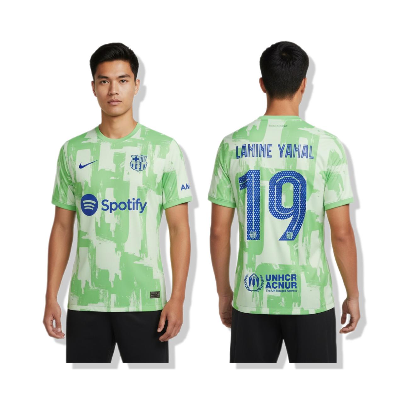 BARCELONA GREEN T-SHIRT LAMINE YAMAL 19