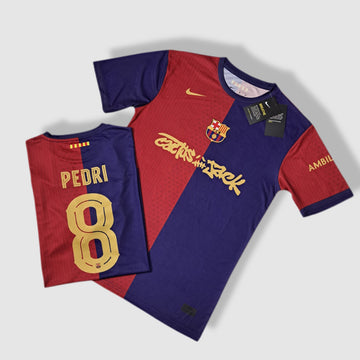 Barcelona red blue t-shirt pedri 8