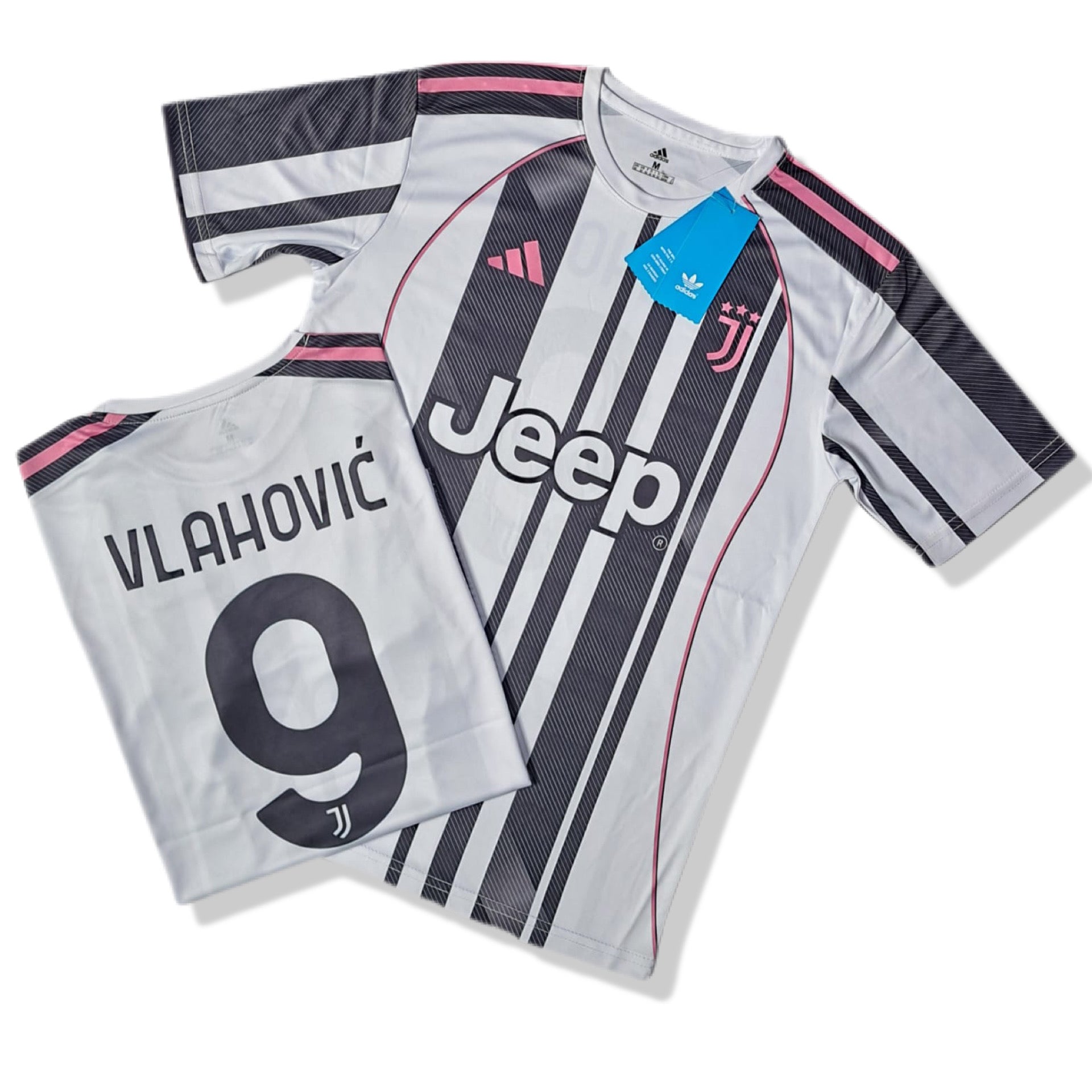 JUVENTUS WHITE AND BLACK T-shirt VLAHOVUIC 9