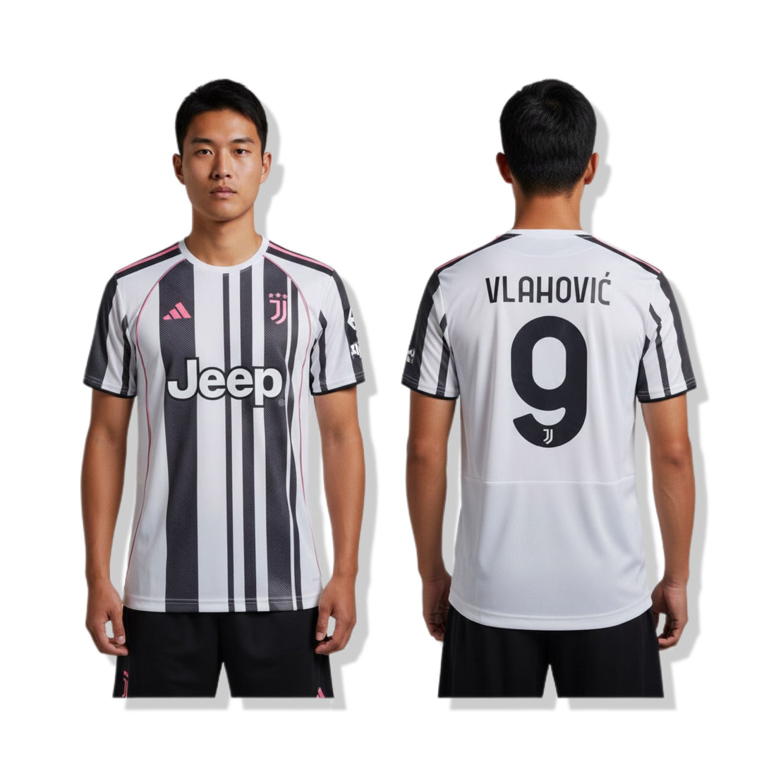 JUVENTUS WHITE AND BLACK T-shirt VLAHOVUIC 9
