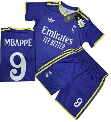 REAL MADRID BLUE YELLOW MBAPPE BOYS FOOTBALL SUIT